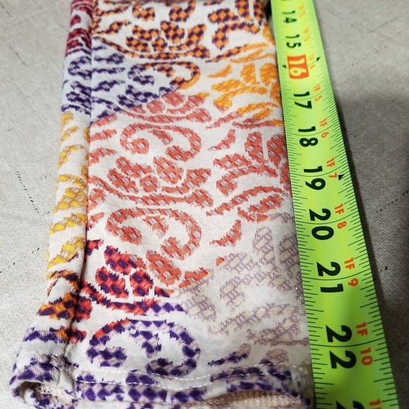 LuLaRoe Cardigan Long Duster Size L Beige Purple Open Front Patchwork - Picture 12 of 13